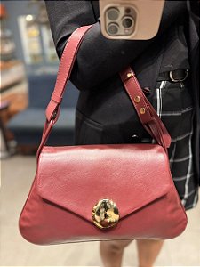Bolsa Botão Ouro Bordô