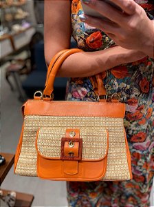 Bolsa Ráfia com Bolso Frontal