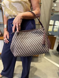 Bolsa Tressê Alça Larga Tela Conhaque