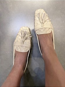 Sapato Mocassim Tressê Off White