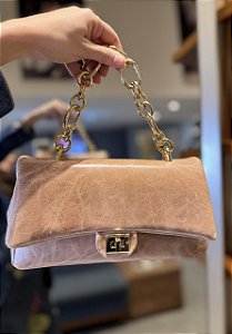 Bolsa Corrente Dourada Bege