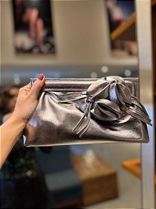 Bolsa Clutch Flor Pewter