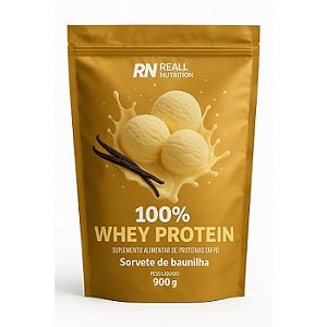 100% Whey Protein Sorvete de Baunilha Refil 900g Reall Nutrition