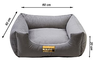 Cama Quadrada para Cachorro ou Gatos Super Luxo Luppet Cinza (LP88016-02)