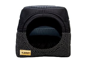 Cama Iglu e Toca Para Cachorro Luppet Luxo Preto Poa (LP1216-03)