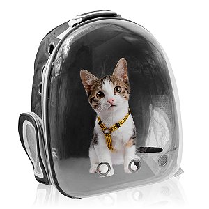 Mochila Pet Visão Panorâmica Gato Cachorro Cão Passeios Astronauta Cor:Azul (
