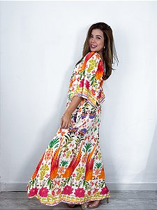 Vestido estampado com mangas - Inspiração Farm