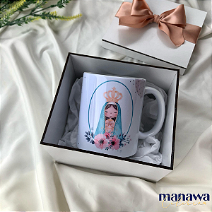 Caixa Convite Branca para Padrinho/ Madrinha com 1 Caneca Personalizada