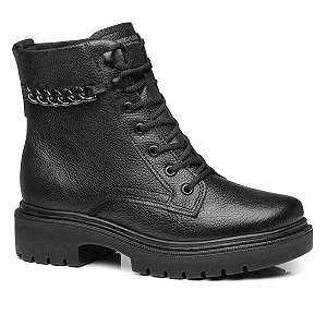 Coturno Pegada Feminino em Couro Preto