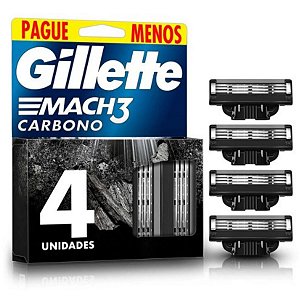 Carga para Aparelho de Barbear Gillette Mach3 Carbono - 4 UN