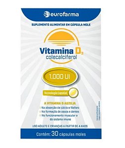 Suplemento Alimentar Vitamina D 1.000UI Eurofarma 30cps