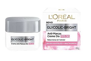 Glycolic Bright Creme Dia FPS30 Antimarcas L'oreal 49g