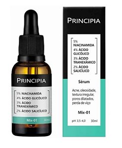 Sérum Mix 01 Niacinamida Ácido Glicólico Ácido Tranexâmico Ácido Salicílico Principia 30ml