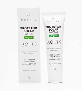 Protetor Solar Facial Vegano Pele Oleosa Herbia 50g