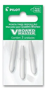 Refil Ponta Pincel Marcador Board Master C/ 3 und, Ponta Média - Pilot