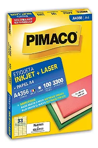 Etiqueta Ink-jet + Laser A4356 / 25,4mm X 63,5mm - Pimaco