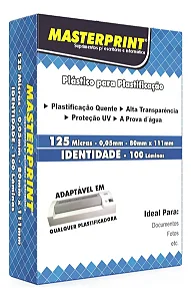 Plástico para Plastificação 0,05mm 80mm X 111mm Pacote c/ 100 und - Masterprint