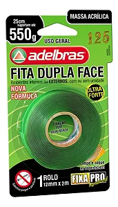 Fita Dupla Face 12mmx2m Massa Adesiva Fixa Pro - Adelbras