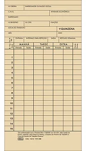 Cartão de Ponto Mensal RB - Tilibra