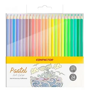 Lápis de Cor Art Color Pastel C/ 24 Cores - Compactor