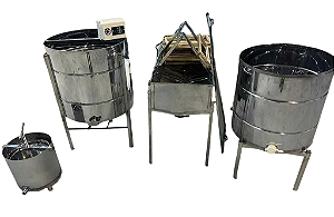 Kit Apícola Promocional - Centrífuga Elétrica 32/12 quadros + Mesa Desoperculadora 32 quadros + Decantador de Mel 200KG com base + Prensa (Brinde)