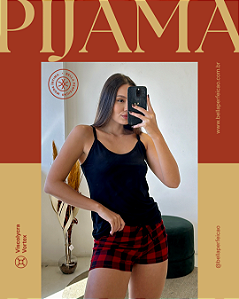 Pijama Alça Xadrez Vermelho