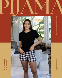 Pijama xadrez branco M/C