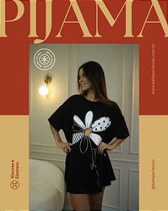 Pijama Camisetão Margarida preto