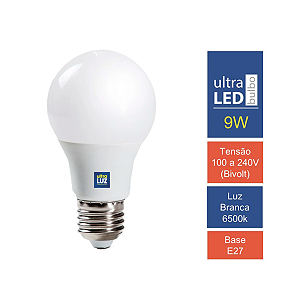 Lâmpada Ultraluz Led 9w 6500k Branco Frio Bulbo E27 Bivolt