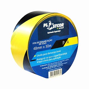 Fita Zebrada Demarcação Adesiva 48mm x 30m Plastcor