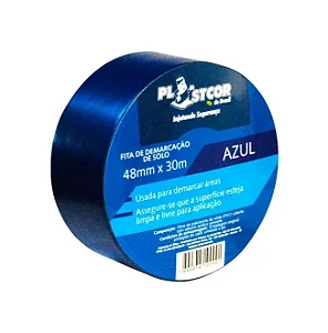 Fita de Demarcação Adesiva 48mm x 30m Azul Plastcor