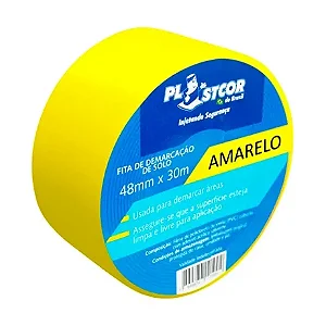 Fita de Demarcação Adesiva 48mm x 30m Amarela Plastcor