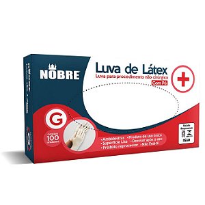Luva descartável Latex Branco c/ Pó Tam G CX100 Nobre CA 39556