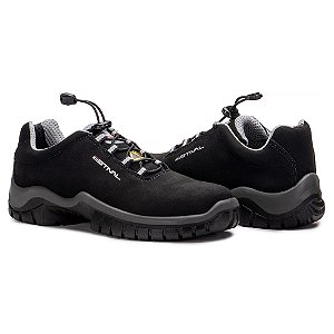 SAPATO ENERGY EM MICROFIBRA PRETO/CINZA ESTIVAL CA 50880