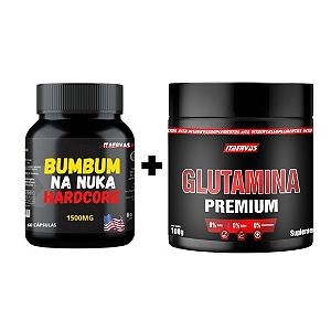Cresce Bumbum Itaervas + Glutamina Premium Itaervas 100g Massa Muscular Rápida