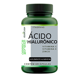 Ácido Hialurônico com Vitamina C, E e Zinco Rejuvenescedor Linha Premium 500mg Itaervas 60 Cápsulas