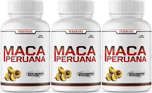 3X MACA PERUANA 650MG 120 CÁPSULAS 100% PURA - PROMOÇÃO