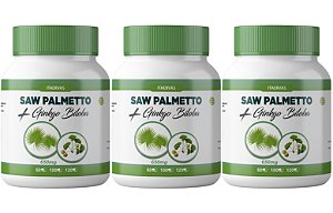 3x Saw Pawmetto com Ginkgo Biloba 650mg Extra Forte 120 Cápsulas Itaervas
