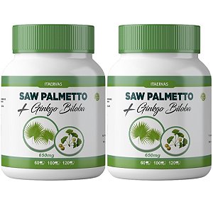 2x Saw Pawmetto com Ginkgo Biloba 650mg Extra Forte 120 Cápsulas Itaervas