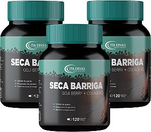 3x Farinha Seca Barriga Goji Berry Colágeno 500mg 120 Cápsulas Itaervas