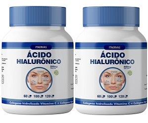2x Ácido Hialurônico + Colágeno Hidrolisado + Vitamina C 1000mg 60 Cápsulas Natuforme