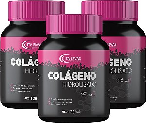 3x Colágeno Hidrolisado + Vitamina C 500mg 120 Cápsulas Itaervas