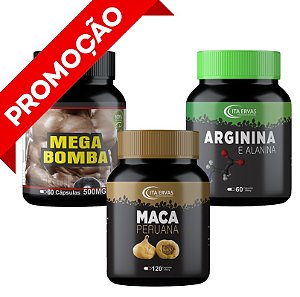 Kit Maca Peruana Premium + Arginina e Alanina + Ganhar Massa Muscular Rápida