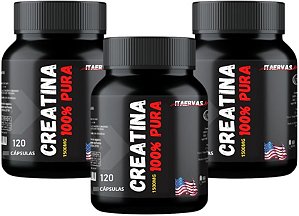 3x Creatine 100% Pure  500mg 120 Cápsulas Itaervas