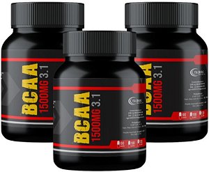 3x BCAA 3:1 Premium 1500mg 60 Cáps Recuperação Muscular