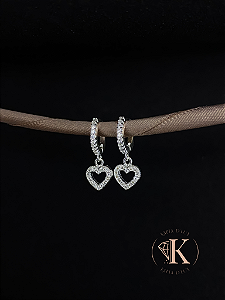 Brinco Argola Cravejada Coração