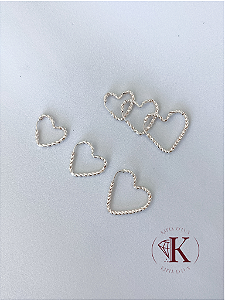 Trio de Argolas Corações Torcidos