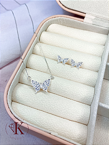 Conjunto Cravejado Borboleta Cristal