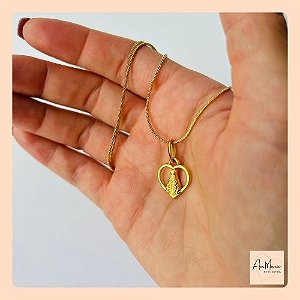 Colar Coração N Sra Aparecida Dourado