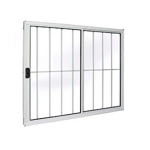 Janela Vitro 2 Folhas Com Grade - Alumínio Branco - Linha Modular